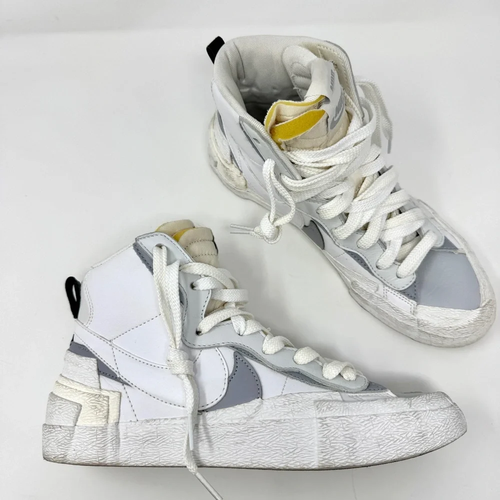 Nike sacai x Blazer Mid White Grey Tennis Shoe Sneakers